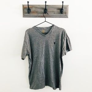 Ralph Lauren Gray Logo V-Neck T-Shirt M